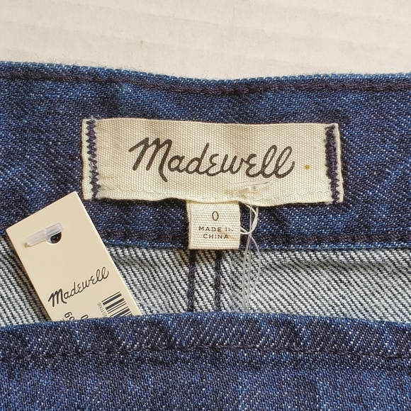 Madewell Denim Distressed Raw Frayed Hem Belt Loop Mini Wrap Skirt 0 NWT - Picture 12 of 16